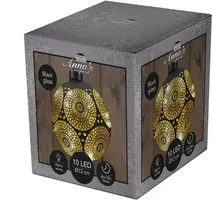 Anna's Collection LED glazen kerstbal Marrakech 10 lampjes goud Ø 12cm