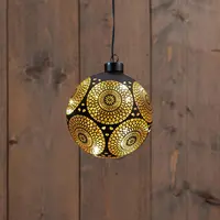 Anna's Collection LED glazen kerstbal Marrakech 10 lampjes goud Ø 12cm - afbeelding 1