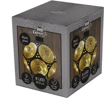Anna's Collection LED glazen kerstbal Marrakech 8 lampjes goud Ø 10cm