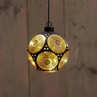 Anna's Collection LED glazen kerstbal Marrakech 8 lampjes goud Ø 10cm - afbeelding 1