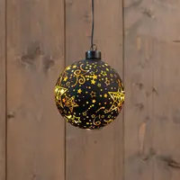 Anna's Collection LED glazen kerstbal sterren 10 lampjes goud Ø 12cm - afbeelding 1