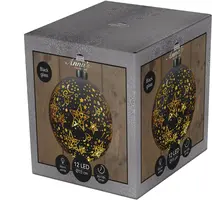 Anna's Collection LED glazen kerstbal sterren 12 lampjes goud Ø 15cm
