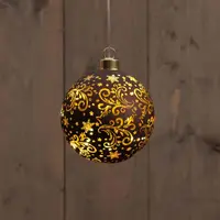 Anna's Collection LED glazen kerstbal sterren 8 lampjes brons Ø 10cm - afbeelding 1
