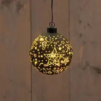 Anna's Collection LED glazen kerstbal sterren 8 lampjes goud Ø 10cm - afbeelding 1