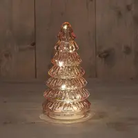 Anna's Collection LED glazen kerstboom roze 18,5 x 9,5cm - afbeelding 1