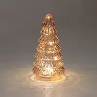 Anna's Collection LED glazen kerstboom roze 18,5 x 9,5cm - afbeelding 2