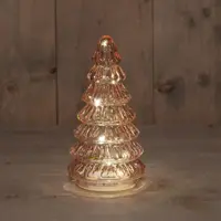 Anna's Collection LED glazen kerstboom roze 18,5 x 9,5cm - afbeelding 1