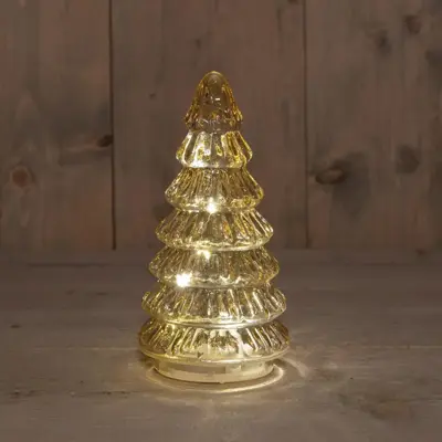 Anna's Collection LED glazen kerstboompje 10 lampjes amber 18,5 x 9,5cm - afbeelding 1
