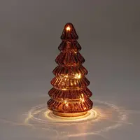 Anna's Collection LED glazen kerstboompje 10 lampjes bordeaux 18,5 x 9,5cm - afbeelding 2