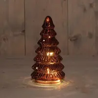Anna's Collection LED glazen kerstboompje 10 lampjes bordeaux 18,5 x 9,5cm - afbeelding 1
