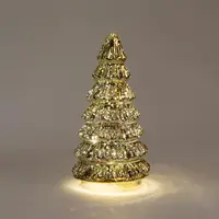 Anna's Collection LED glazen kerstboompje 10 lampjes goud 18,5 x 9,5cm - afbeelding 2