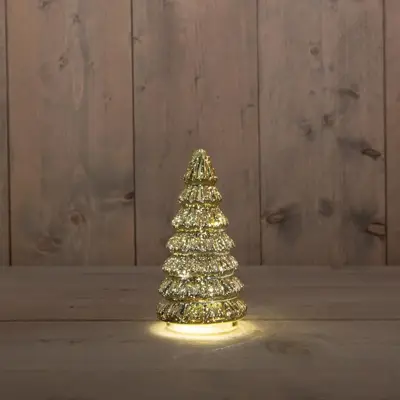Anna's Collection LED glazen kerstboompje 10 lampjes goud 18,5 x 9,5cm - afbeelding 1