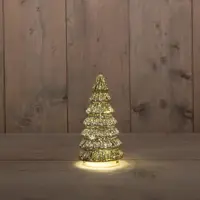 Anna's Collection LED glazen kerstboompje 10 lampjes goud 18,5 x 9,5cm - afbeelding 1