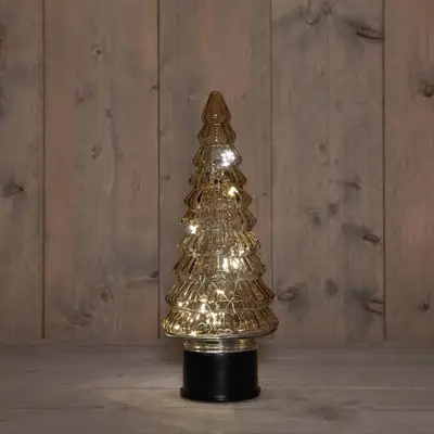Anna's Collection LED glazen kerstboompje 20 lampjes amber 13 x 35cm - afbeelding 1