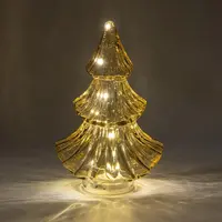 Anna's Collection LED glazen kerstboompje 20 lampjes amber Ø 9,5 x 24cm - afbeelding 2