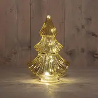Anna's Collection LED glazen kerstboompje 20 lampjes amber Ø 9,5 x 24cm - afbeelding 1