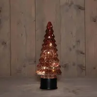 Anna's Collection LED glazen kerstboompje 20 lampjes bordeaux 13 x 35cm - afbeelding 1
