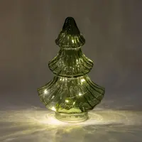 Anna's Collection LED glazen kerstboompje 20 lampjes groen Ø 9,5 x 24cm - afbeelding 2