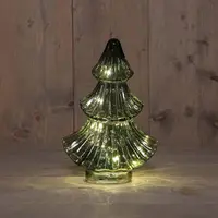 Anna's Collection LED glazen kerstboompje 20 lampjes groen Ø 9,5 x 24cm - afbeelding 1