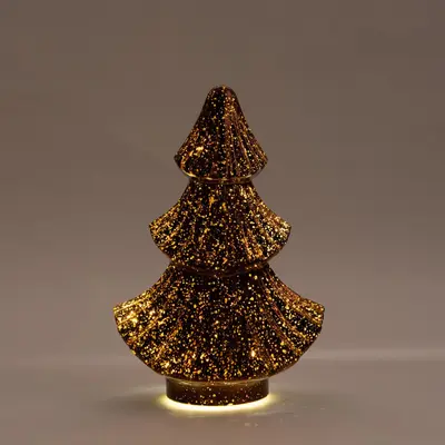 Anna's Collection LED glazen kerstboompje 20 lampjes metallic brons 15,5 x 9,5 x 24cm - afbeelding 2