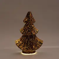 Anna's Collection LED glazen kerstboompje 20 lampjes metallic brons 15,5 x 9,5 x 24cm - afbeelding 2