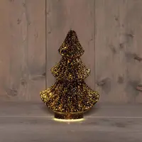 Anna's Collection LED glazen kerstboompje 20 lampjes metallic brons 15,5 x 9,5 x 24cm - afbeelding 1
