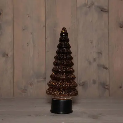 Anna's Collection LED glazen kerstboompje 20 lampjes metallic brons 13 x 35cm - afbeelding 1