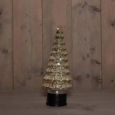 Anna's Collection LED glazen kerstboompje 20 lampjes metallic goud 13 x 35cm - afbeelding 1