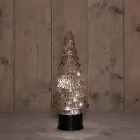 Anna's Collection LED glazen kerstboompje 20 lampjes roze 13 x 35cm - afbeelding 1