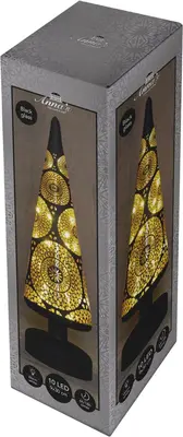 Anna's Collection LED glazen kerstboompje Marrakech 10 lampjes goud Ø 9 x 30cm - afbeelding 1