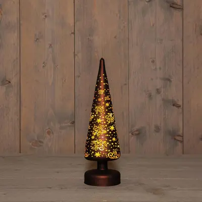 Anna's Collection LED glazen kerstboompje sterren 10 lampjes brons 9 x 30cm - afbeelding 1