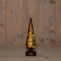 Anna's Collection LED glazen kerstboompje sterren 10 lampjes brons 9 x 30cm - afbeelding 1