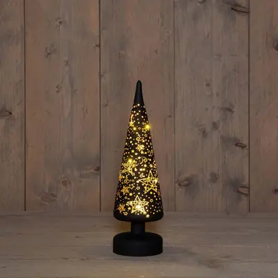Anna's Collection LED glazen kerstboompje sterren 10 lampjes goud 9 x 30cm - afbeelding 1