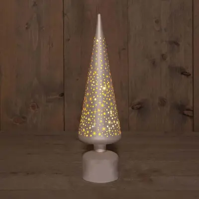 Anna's Collection LED glazen kerstboompje sterren 10 lampjes champagne Ø 9 x 30cm - afbeelding 1