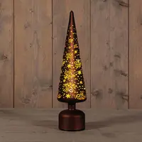 Anna's Collection LED glazen kerstboompje sterren 15 lampjes brons 10 x 39cm - afbeelding 1