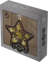 Anna's Collection LED glazen kerstster 10 lampjes brons Ø 19cm - afbeelding 1