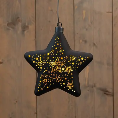 Anna's Collection LED glazen kerstster 10 lampjes goud Ø 19cm - afbeelding 1