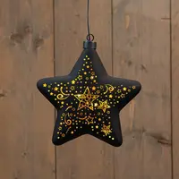 Anna's Collection LED glazen kerstster 10 lampjes goud Ø 19cm - afbeelding 1