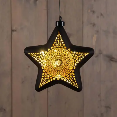 Anna's Collection LED glazen kerstster Marrakech 10 lampjes goud Ø 19cm - afbeelding 1
