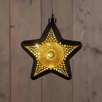 Anna's Collection LED glazen kerstster Marrakech 10 lampjes goud Ø 19cm - afbeelding 1
