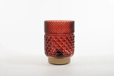 Anna's Collection LED glazen lamp bordeaux/goud Ø 12 x 17,5cm - afbeelding 3