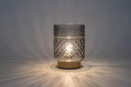 Anna's Collection LED glazen lamp grijs/goud Ø 12 x 17,5cm - afbeelding 2