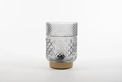 Anna's Collection LED glazen lamp grijs/goud Ø 12 x 17,5cm - afbeelding 3