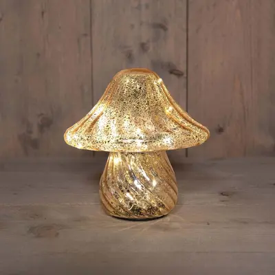 Anna's Collection LED glazen paddenstoel goud Ø 19 x 19cm - afbeelding 1