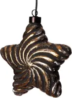 Anna's Collection LED glazen ster 10 lampjes zwart/goud Ø 15cm, warm wit - afbeelding 2