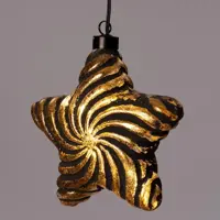 Anna's Collection LED glazen ster 10 lampjes zwart/goud Ø 15cm, warm wit - afbeelding 1