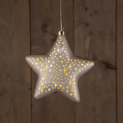 Anna's Collection LED glazen ster champagne mat Ø 19cm, warm wit - afbeelding 2