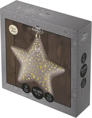Anna's Collection LED glazen ster champagne mat Ø 19cm, warm wit - afbeelding 1