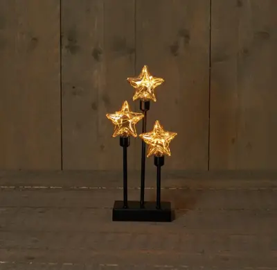 Anna's Collection LED glazen sterren op batterijen 14,5 x 32cm - afbeelding 1