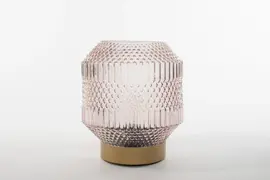 Anna's Collection LED glazen tafellamp roze/goud Ø 16 x 17cm - afbeelding 1